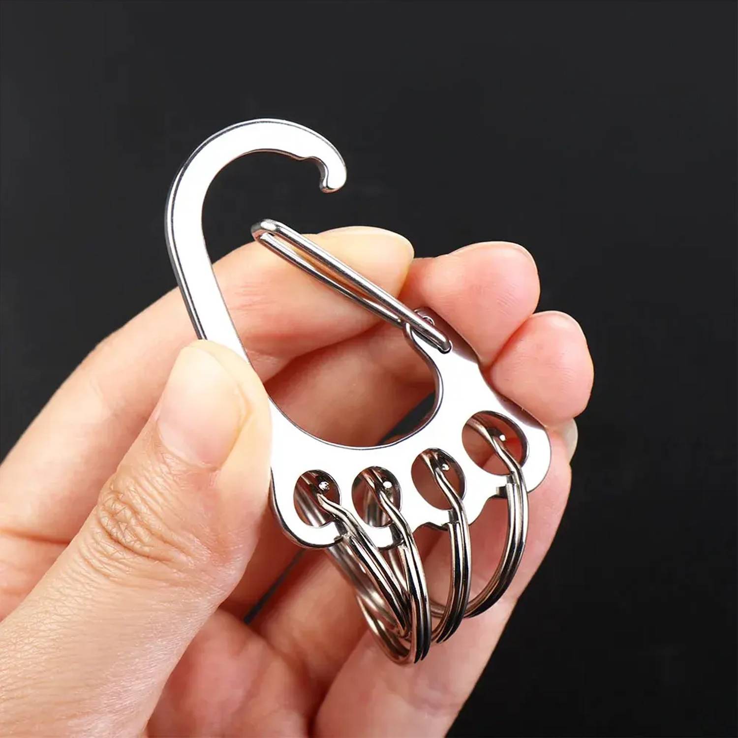Outdoors Stainless Steel Small Foot Keychain w/ 4 Keyrings 4