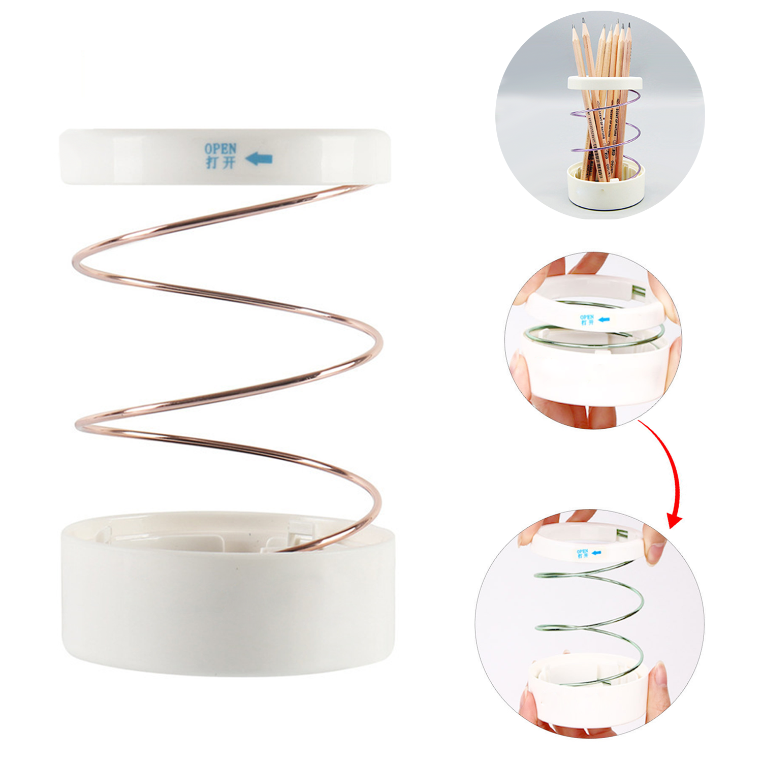 Scalable Spring Steel Wire Pen Storage Cup 3