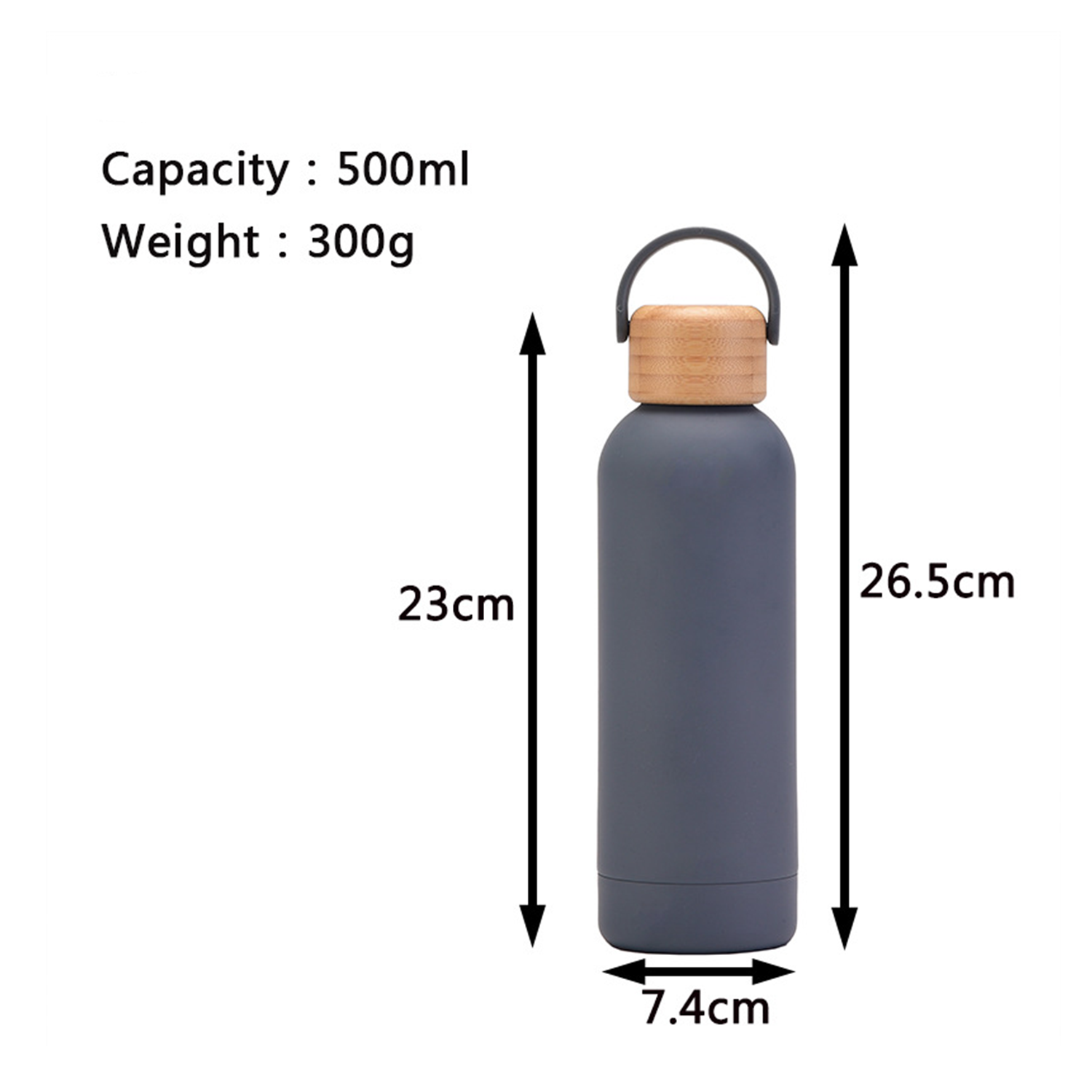 17 Oz Stainless Steel Water Bottle With Bamboo Lid 2