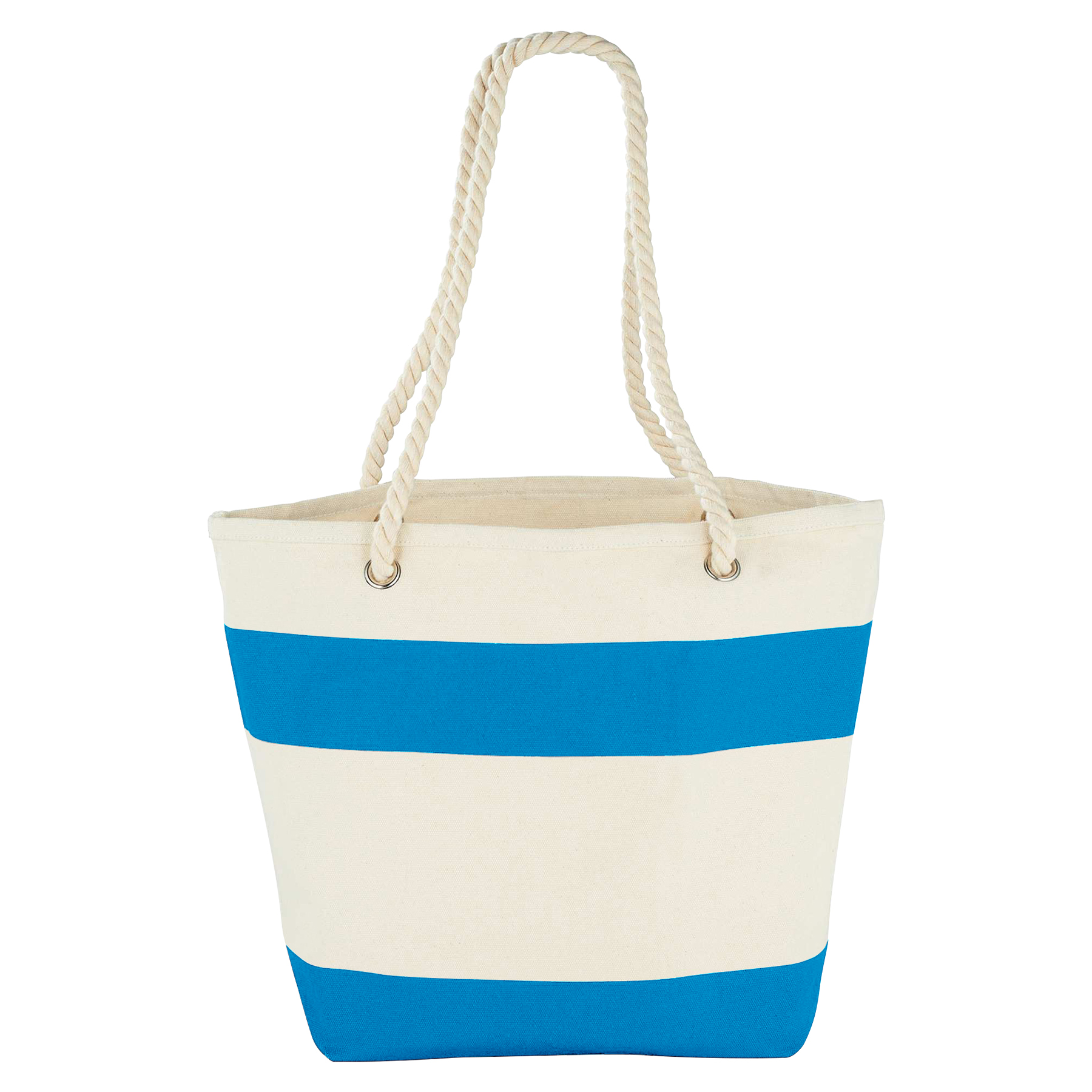 12oz Cotton Canvas Capri Stripes Shopper Tote With Rope Handle 9