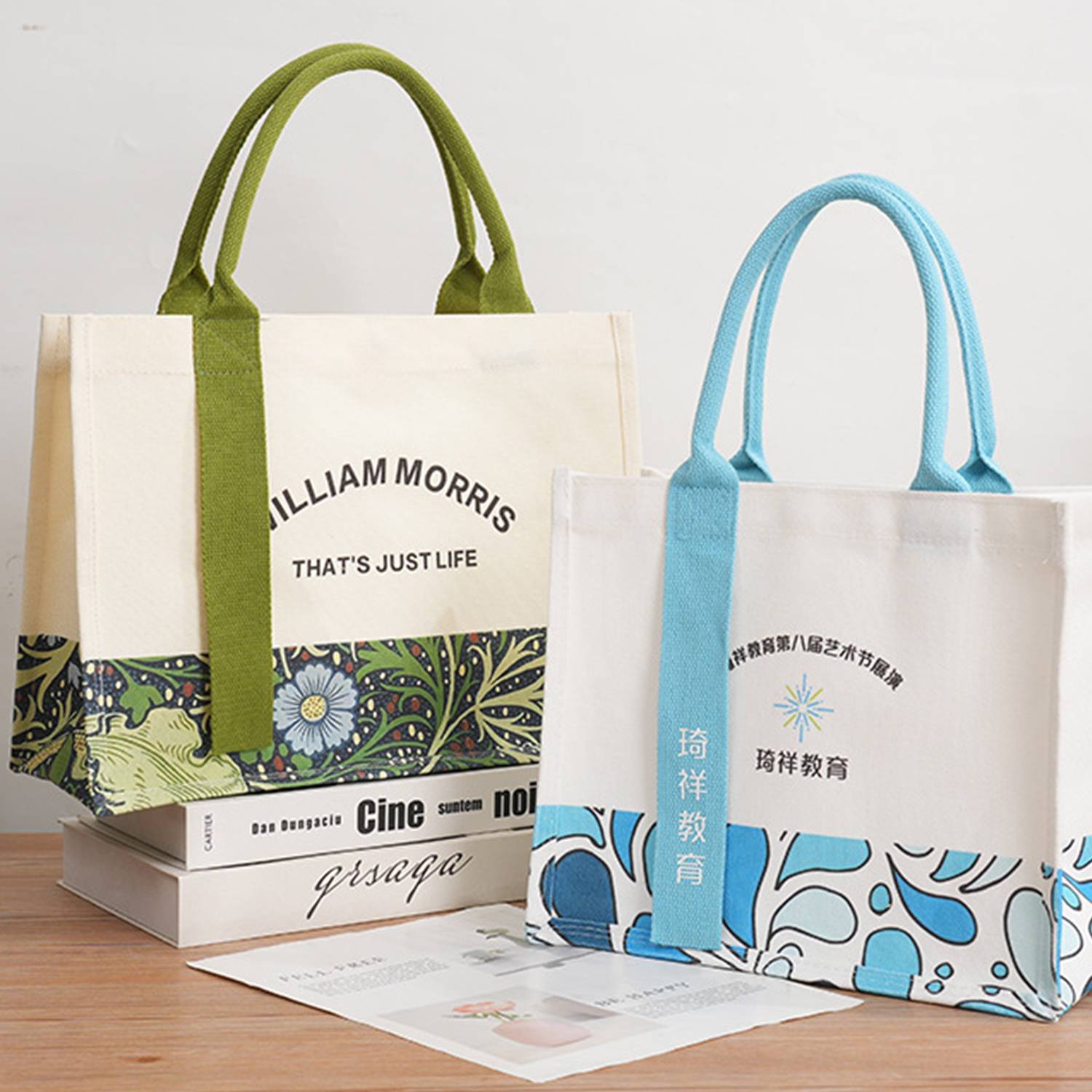 Custom Large Aesthetic Canvas Tote Bag w/ Handle 6