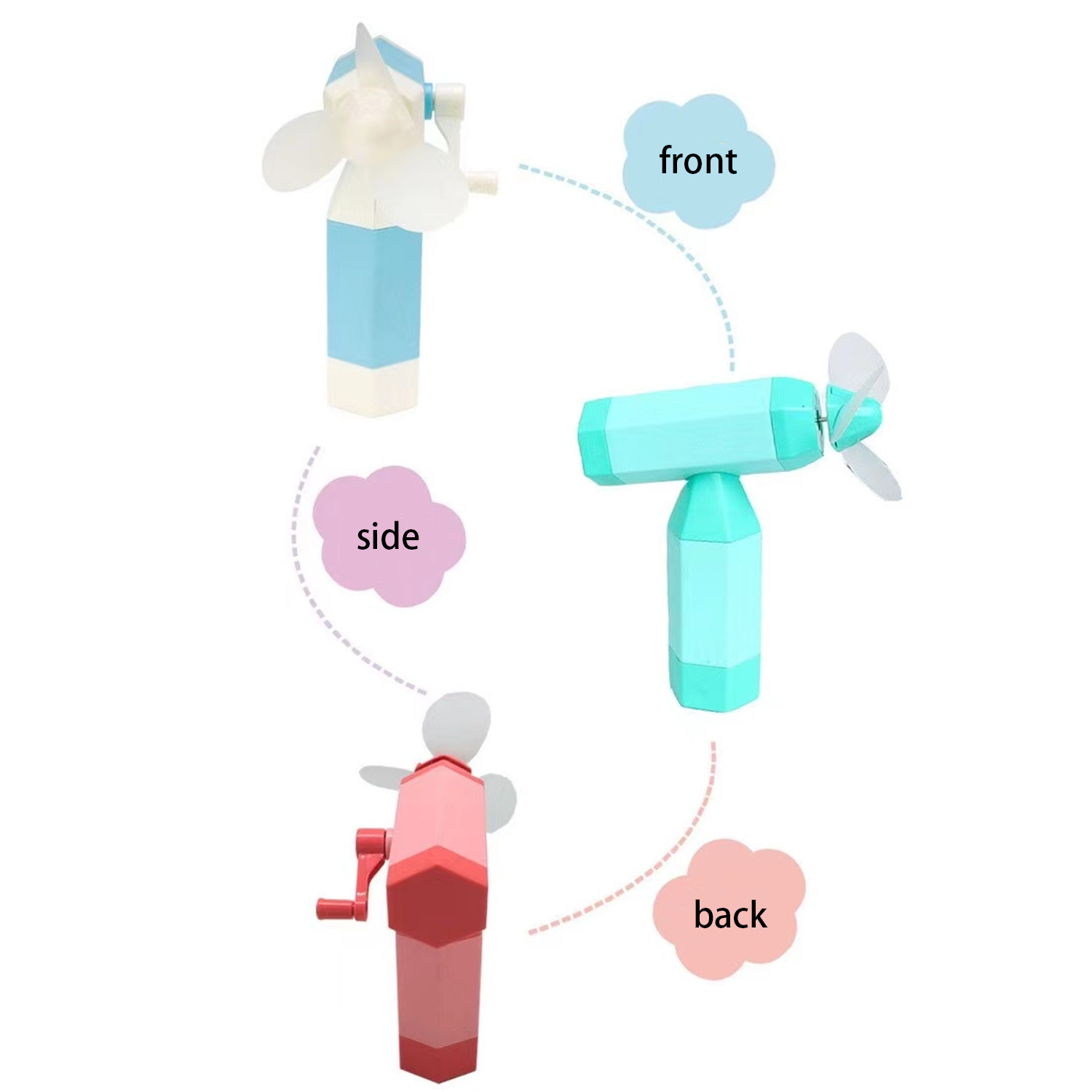 Creative mini hand crank pencil fan 4