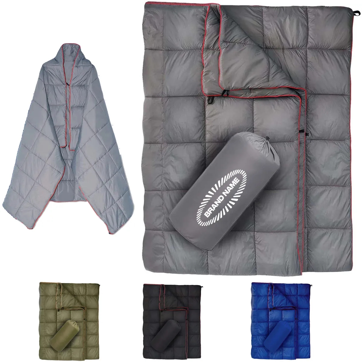 Branded Puffy Waterproof Camping Wearable Packable Blanket 1