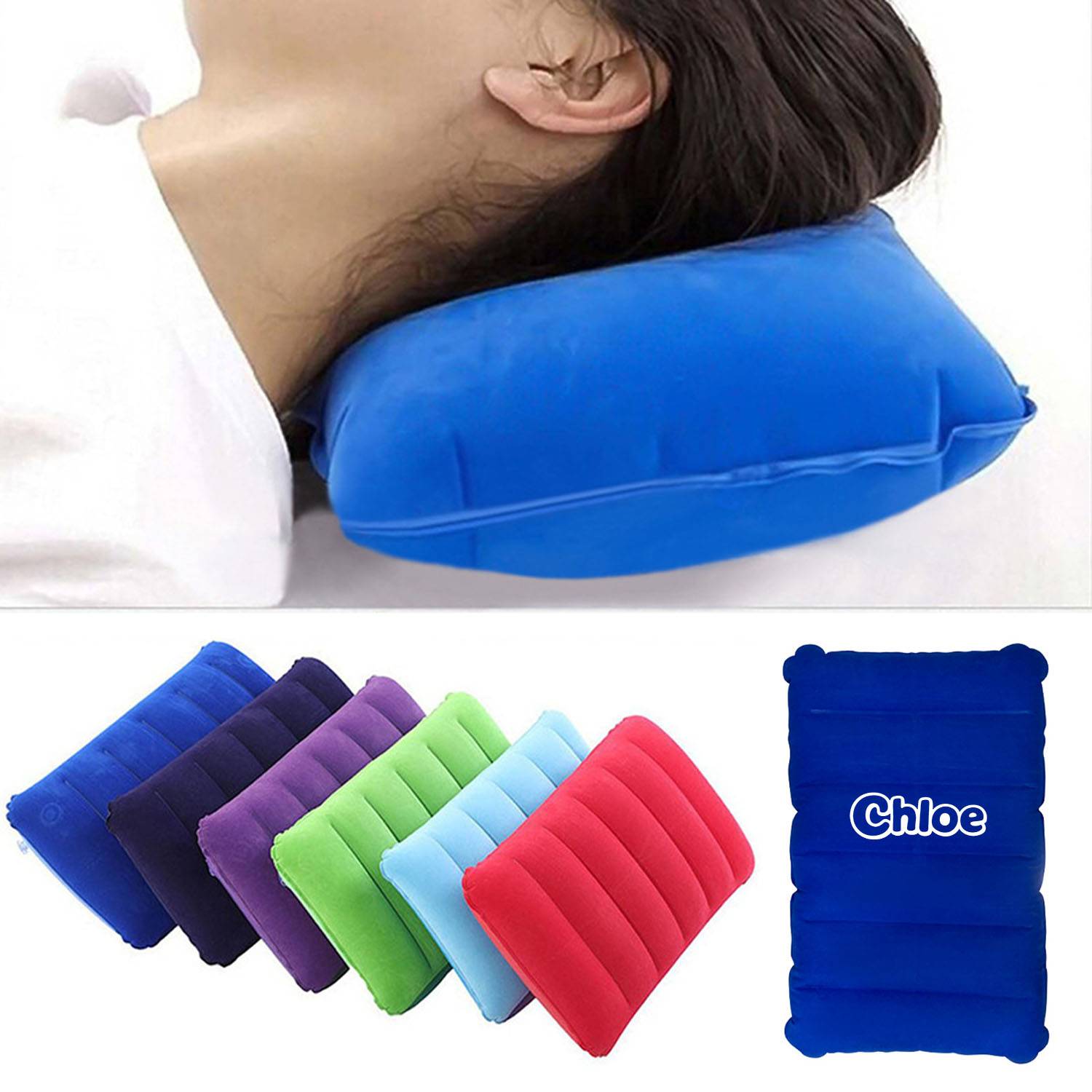 Portable Flocked PVC Inflatable Pillow 2