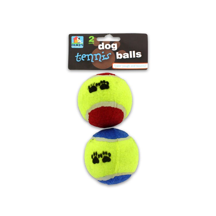 Dog Tennis Ball Set - 2 Pack Paw-Print Design 2.75" 2