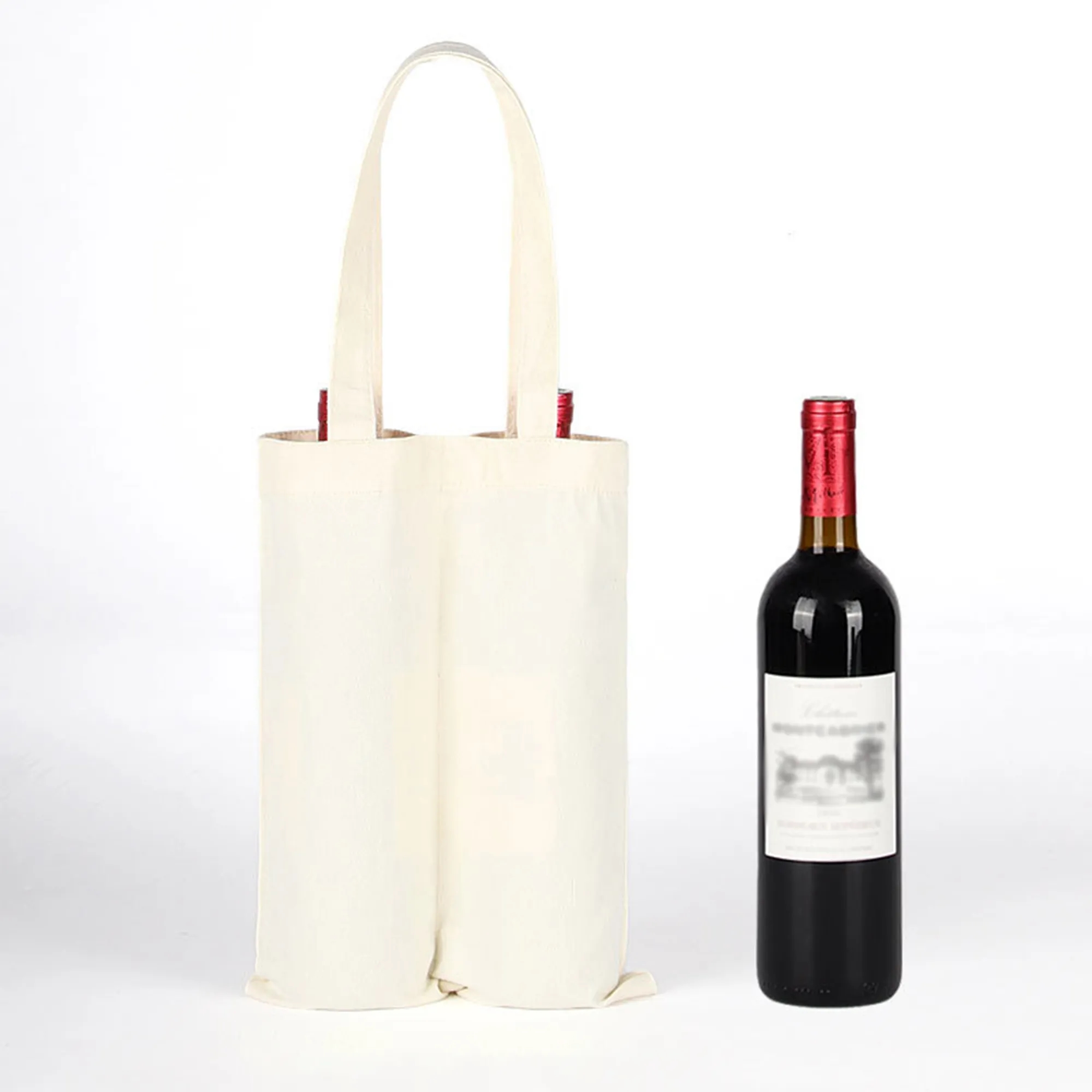 Custom Canvas Wine Bottle Gift Bags Reusable for Events 2