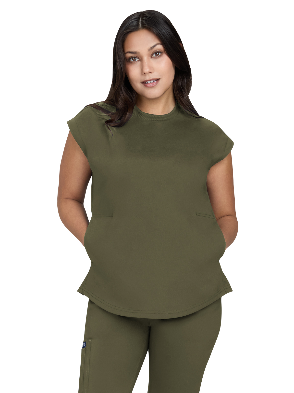 Basics - Women's Two-Pocket Round Neck Scrub Top 1