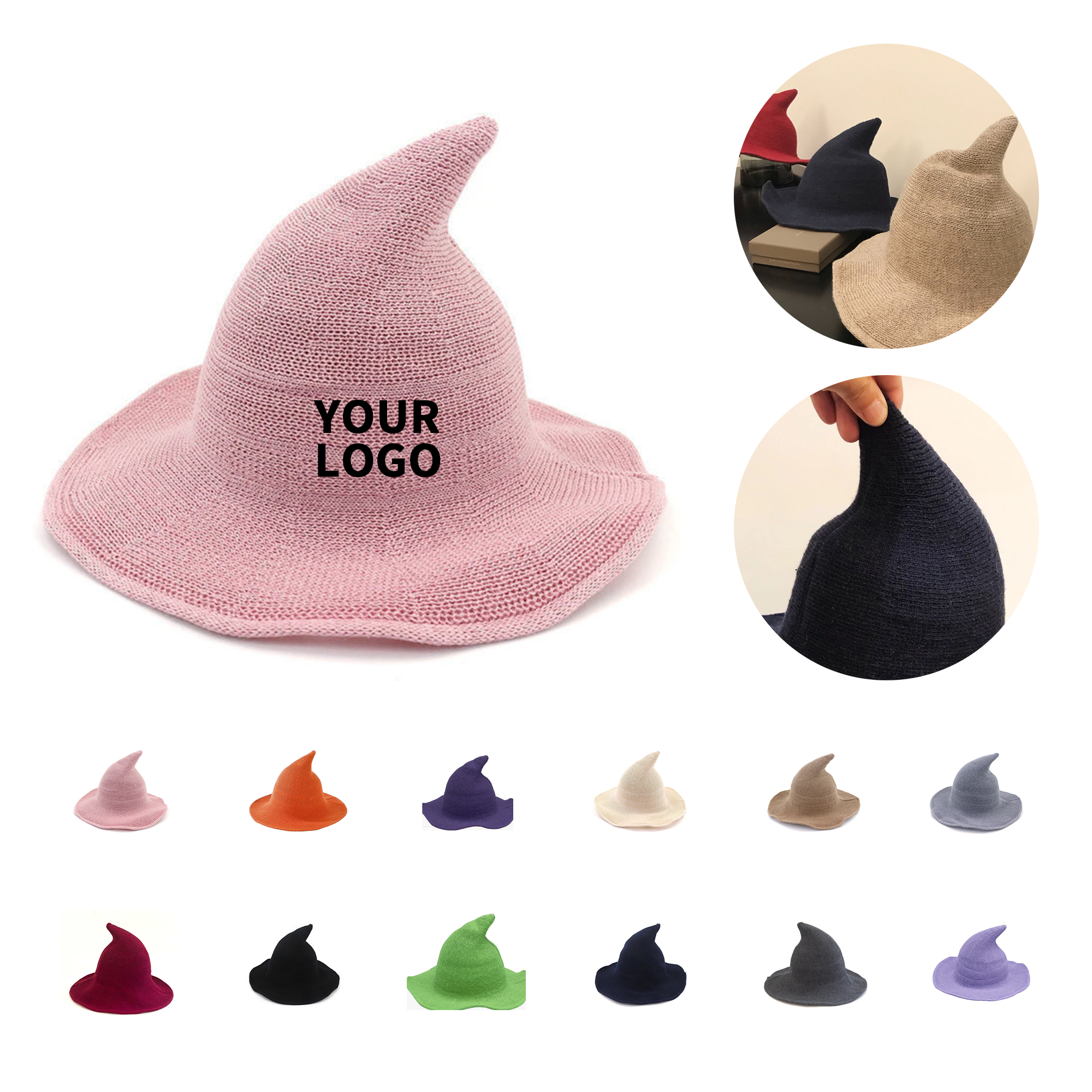Foldable Wool Blend Witch Hat With Wide Brim 11