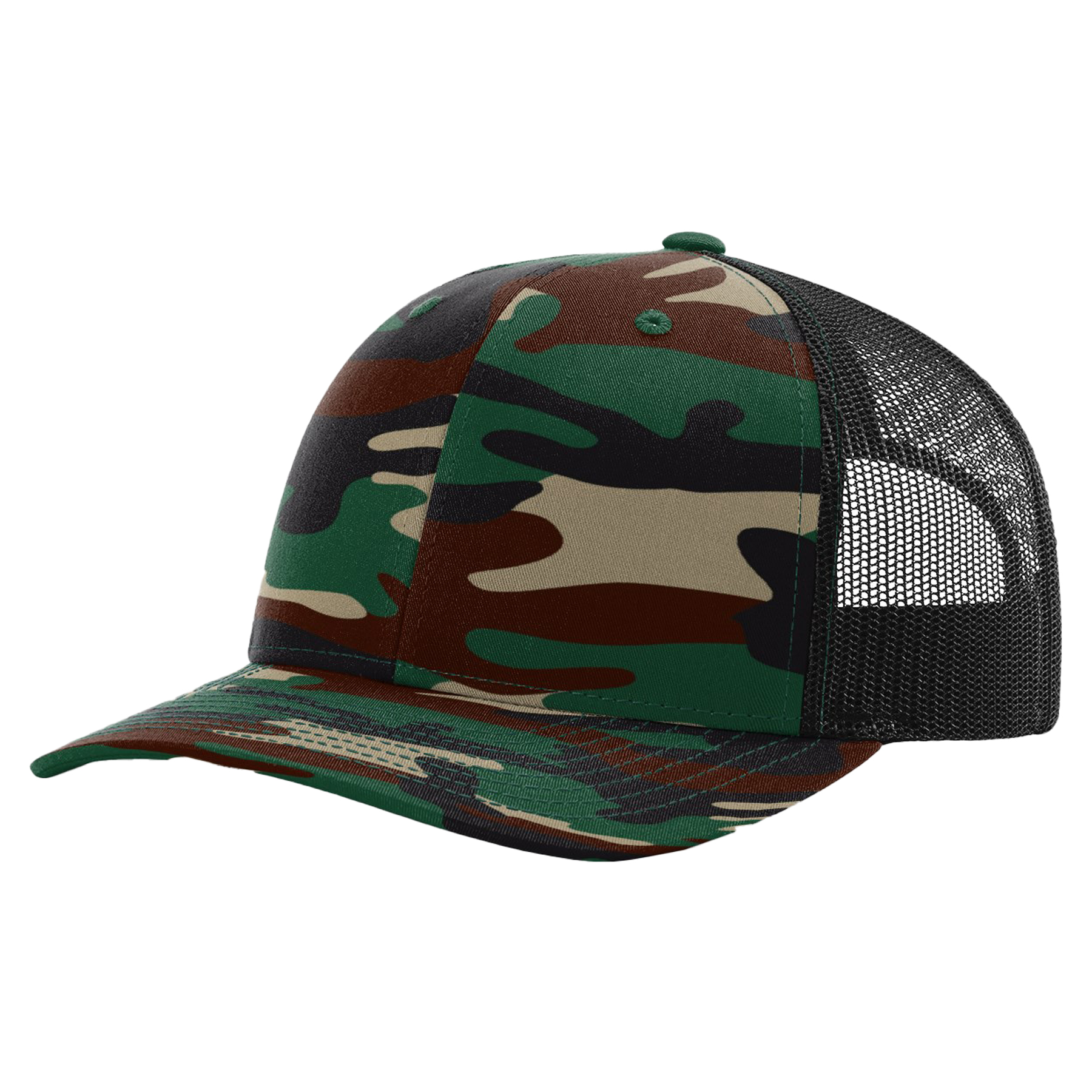Richardson 112P Printed 6-Panel Snapback Trucker Hat w/Leatherette Adhesive Patches 9