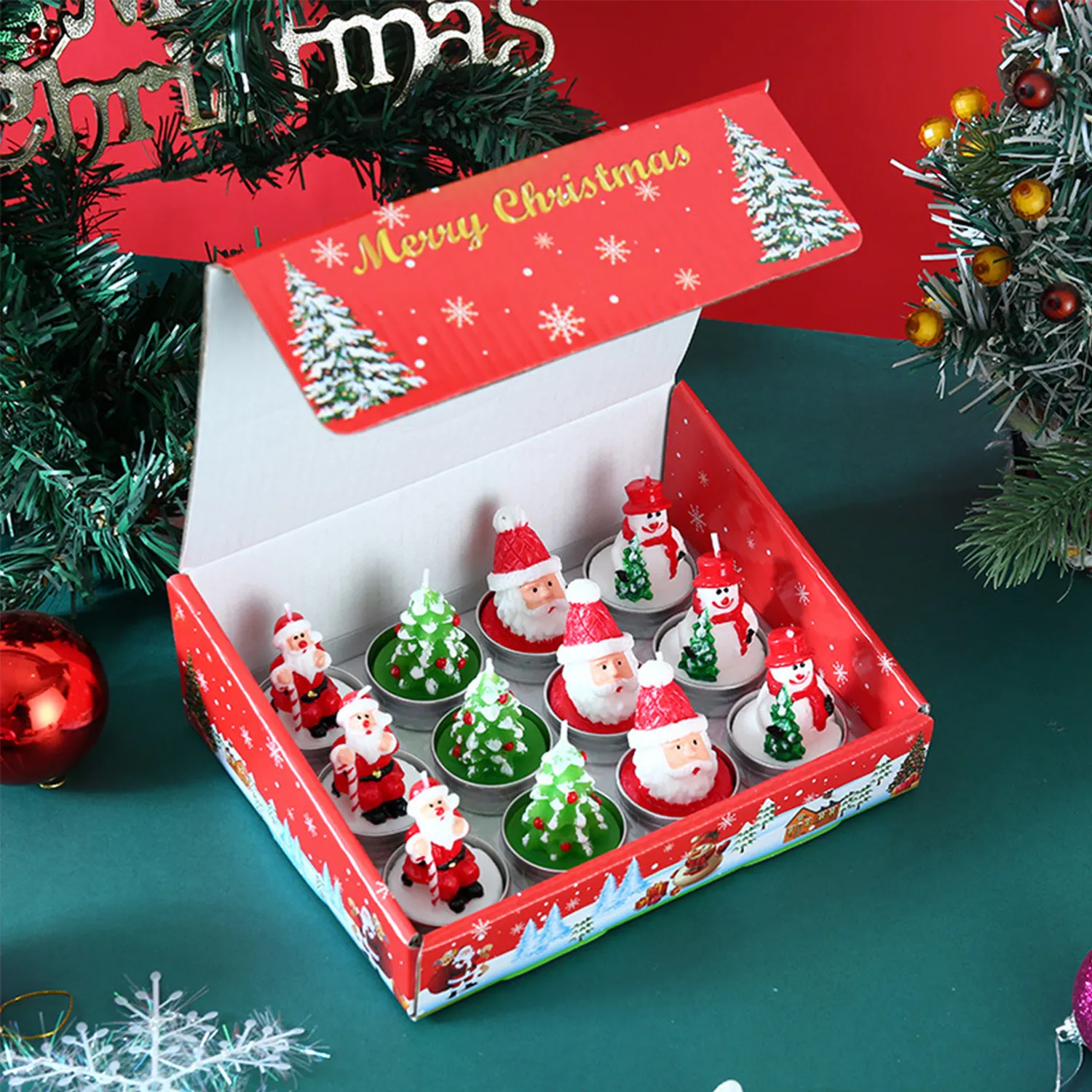 12 Pieces Christmas Taper Candles 2