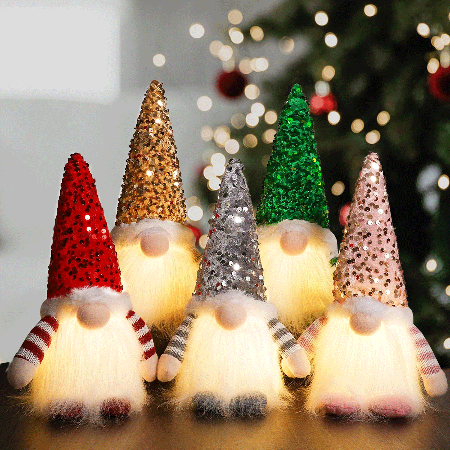 LED-illuminated Lights art faceless Christmas Dwarf Doll 10