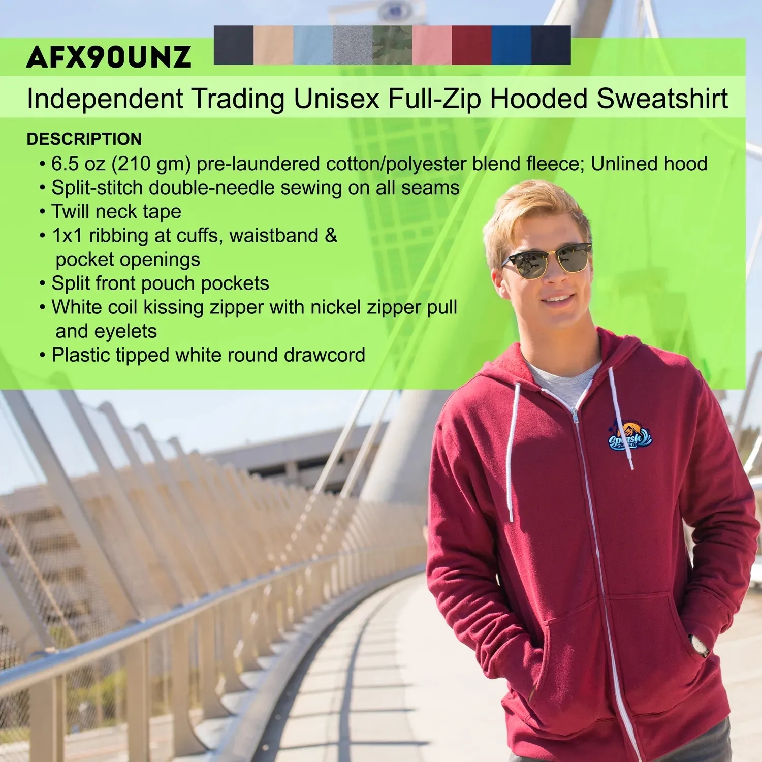 Unisex Full-Zip Hooded Sweatshirt 13