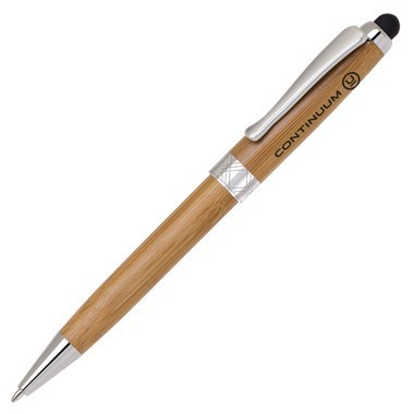 Eco-Friendly Bamboo Stylus Pen with Chrome Trim 1