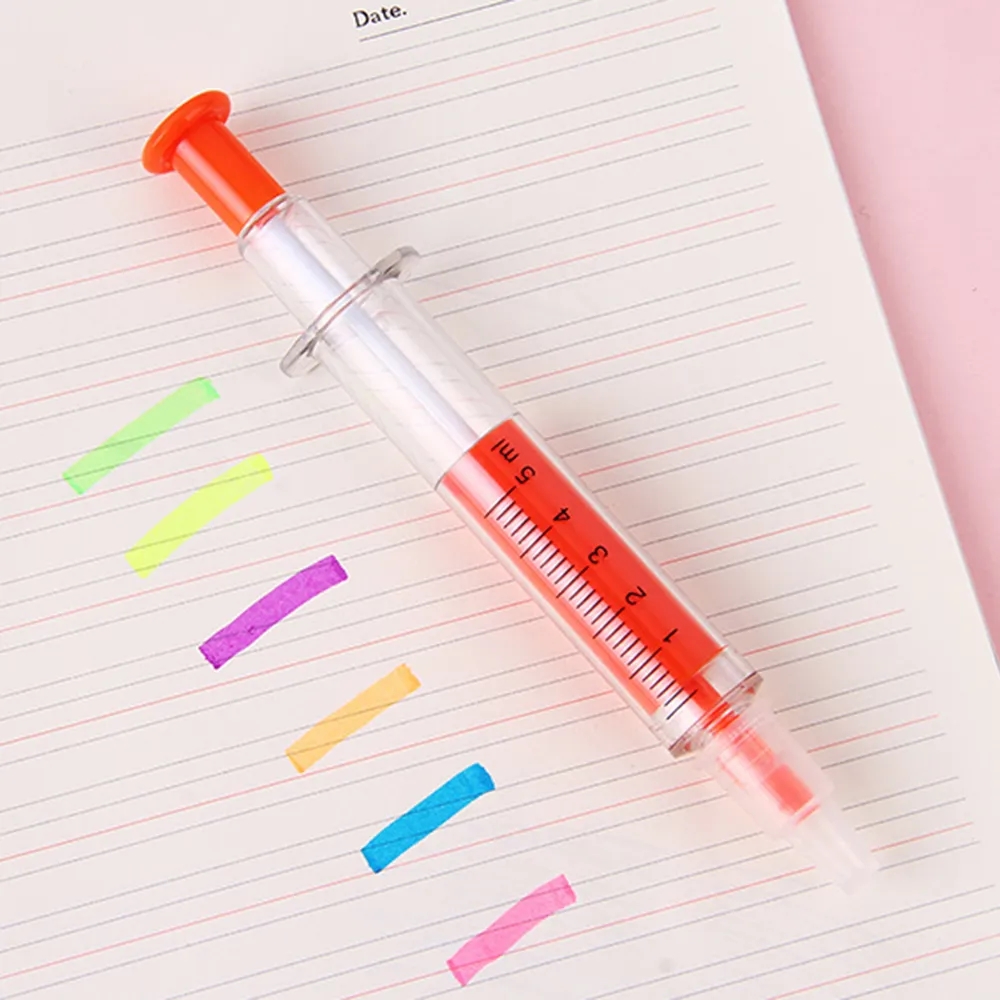 Syringe Ball Pens With Highlighter 8