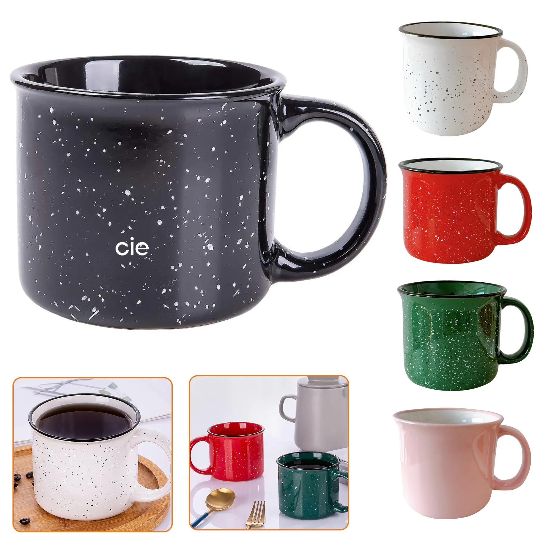 14 oz Ceramic Speckled Campfire Coffee Mug for Tea Hot Choco 2