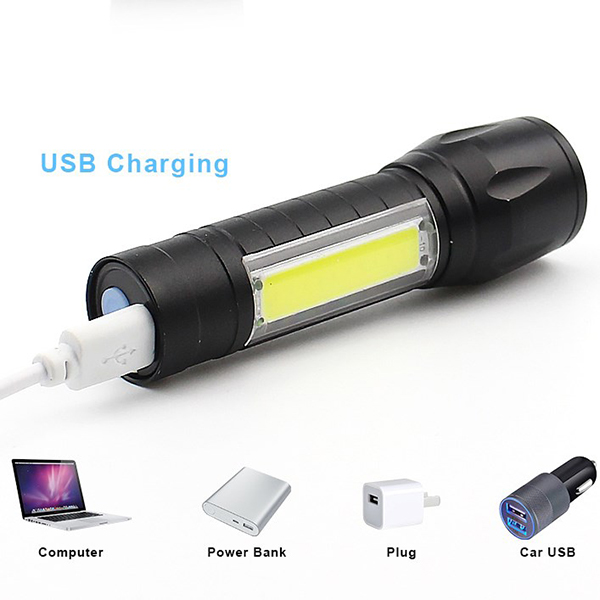 Mini Rechargeable Cob Torch Zoom LED Flashlight 3