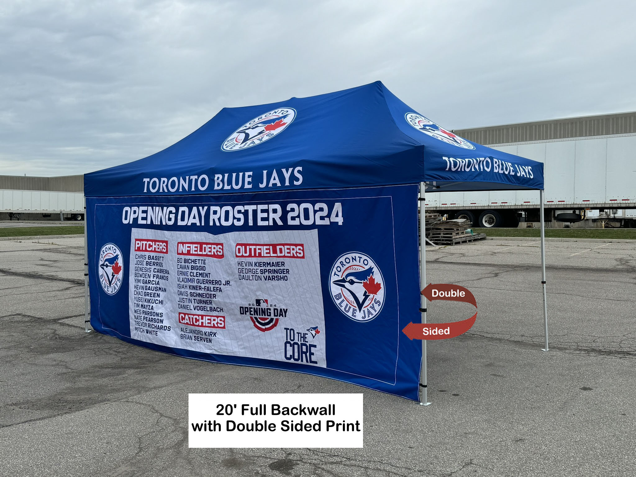 48 Hr Quick Ship - Full 20' Back Wall for 10x20 Tent Kit, Sublimated, Double Sided Print 4