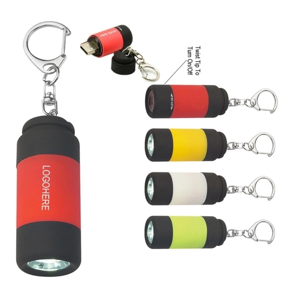 Rubberized LED flashlight with key chain 1