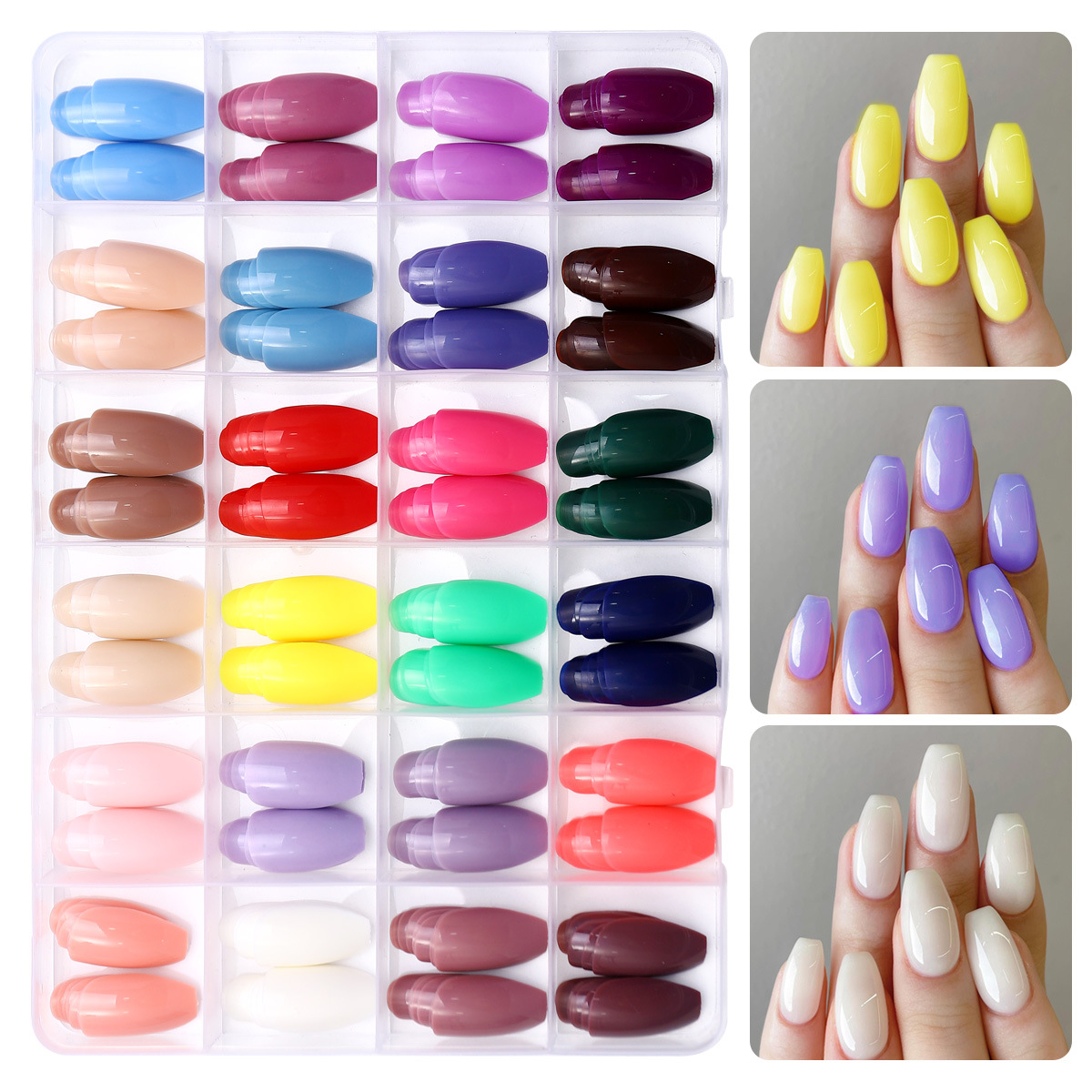 24 Colors 576PCS Press on Nails for Nail Art 2