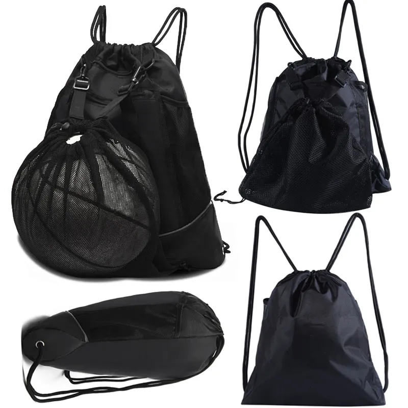 Portable Drawstring Basketball Mesh Backpack Bag 7