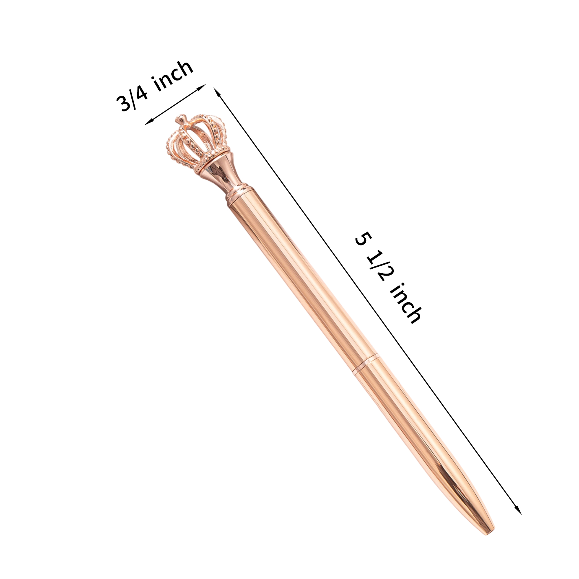 Metal Crown Jewel Ballpoint Pen With Embedded Diamond 5.5" 3