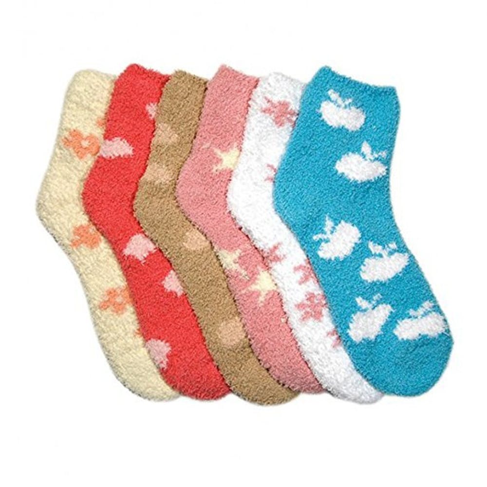 Fuzzy Slipper Socks - Winter Print Size 9-11 2