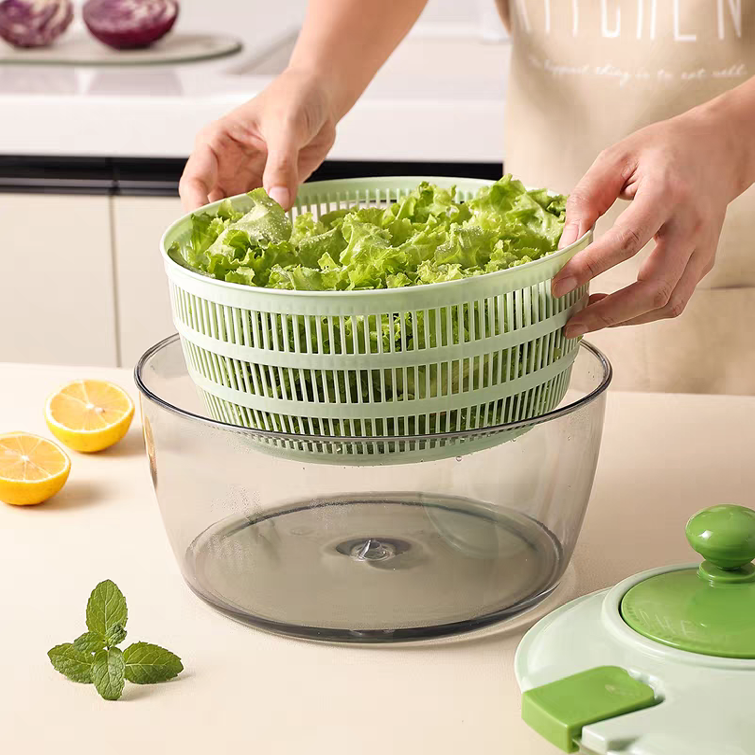 Spin Dryer Basket - Large Kitchen Fruit & Veggie Strainer 5