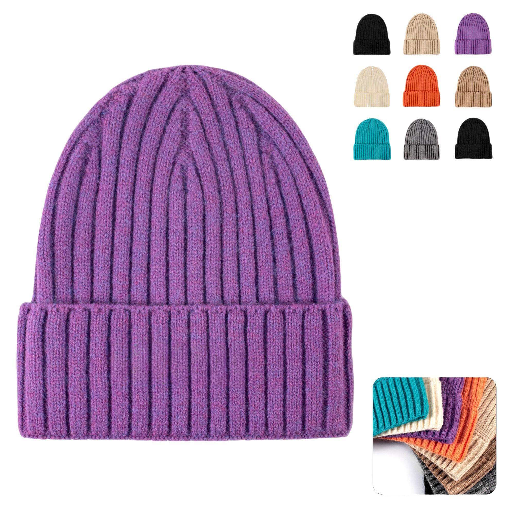 Full Color Knit Beanie Hat 3