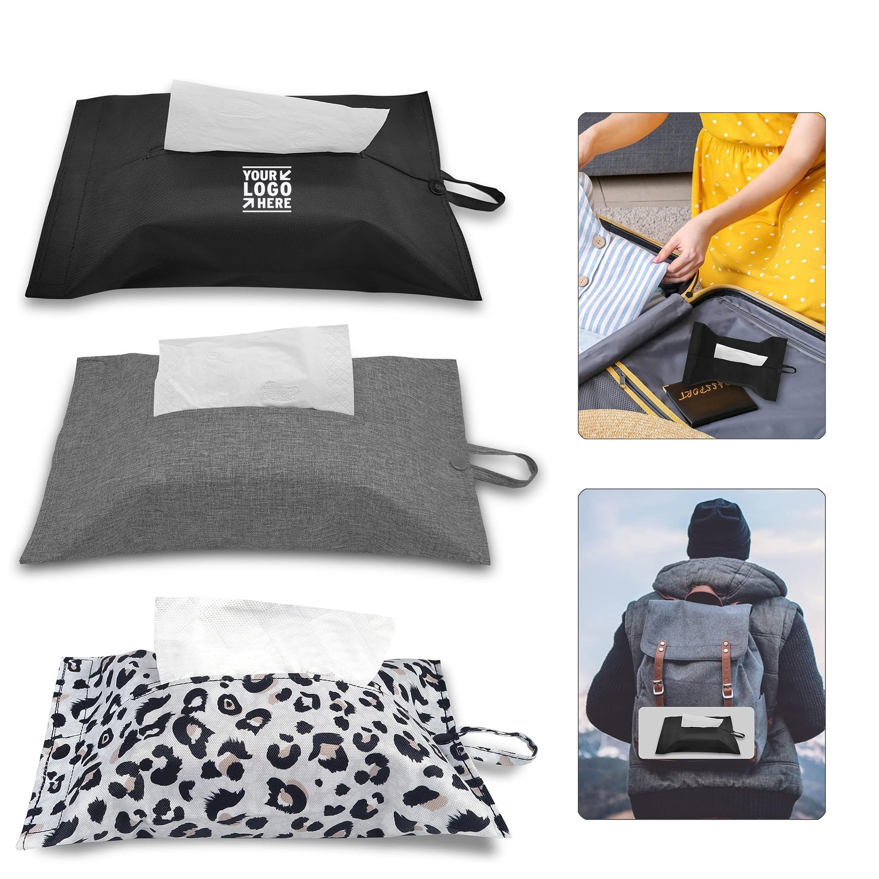 Reusable Black Toilet Paper Holder Travel Napkin Holder Cloth Tissue Box And Cover 2