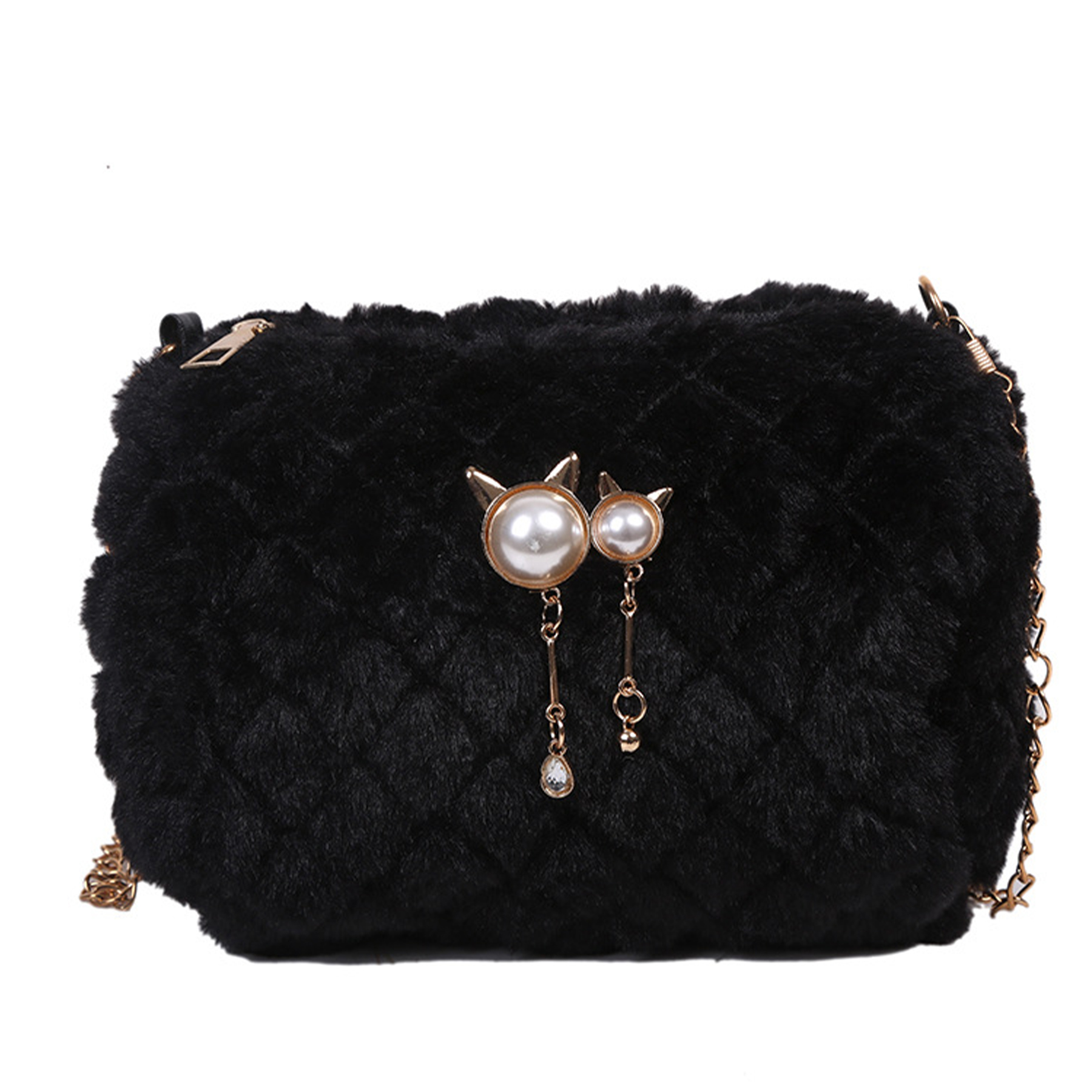 Cotton Stylish versatile cross-body plush chain shoulder bag 2