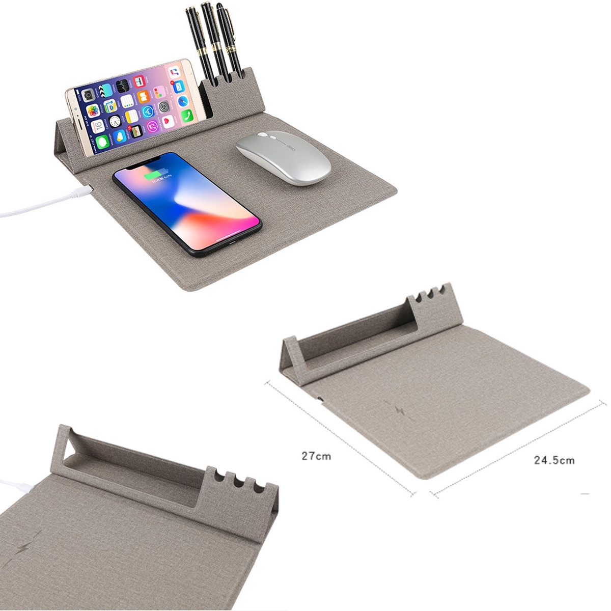 Wireless Charging Mouse Pad Charger With Pen Container 3