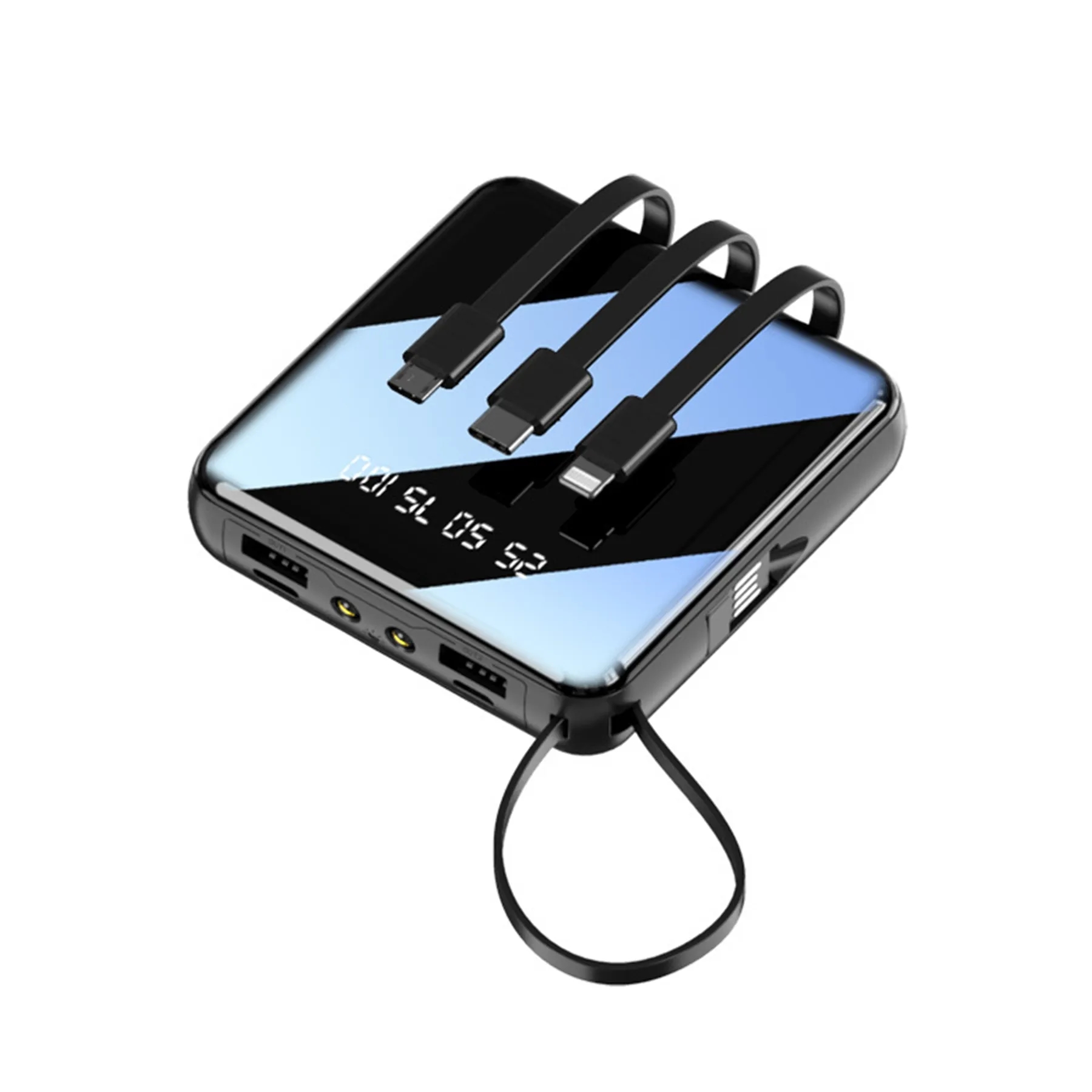 10000 mAh Square Mirror Power Bank with Built-in Cable 13