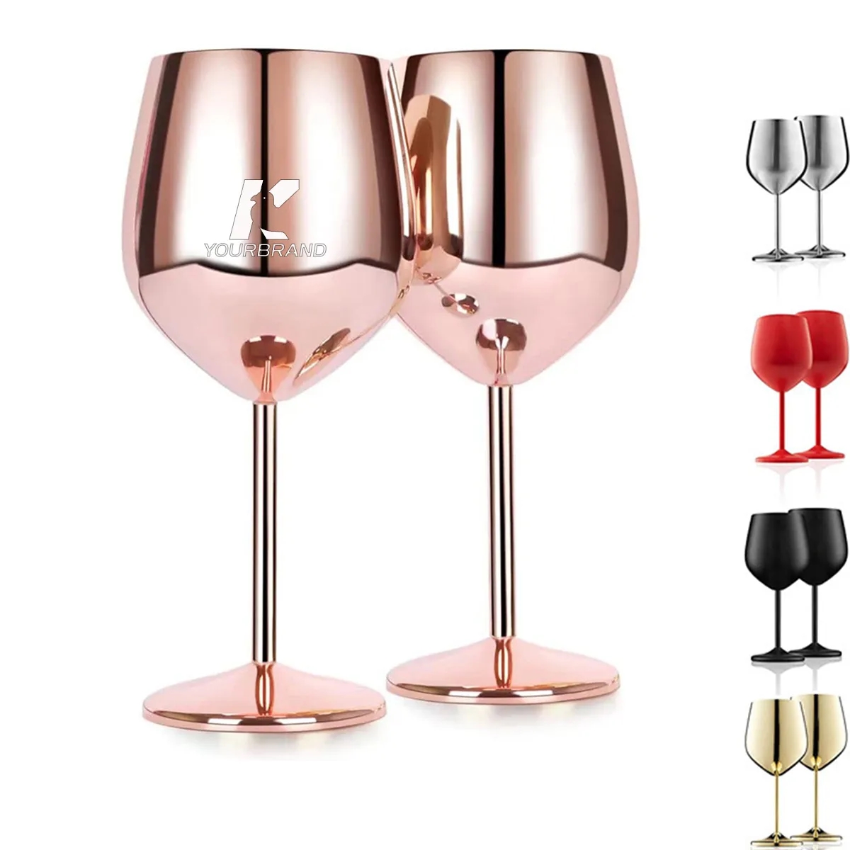 18oz Unbreakable Fancy Stainless Steel Wine Glass 1