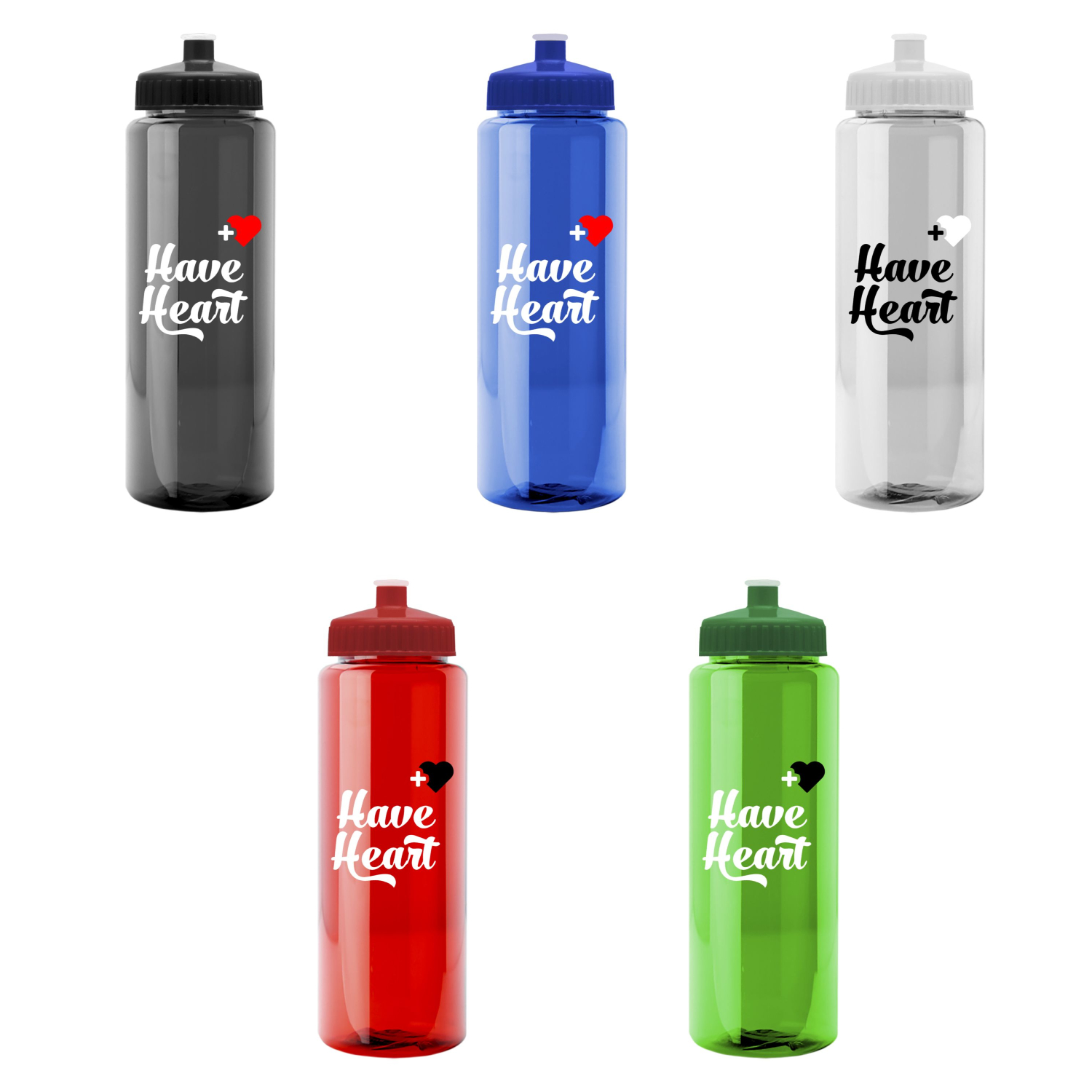 Push Pull Lid Transparent Sports Water Bottle, 32oz. 2