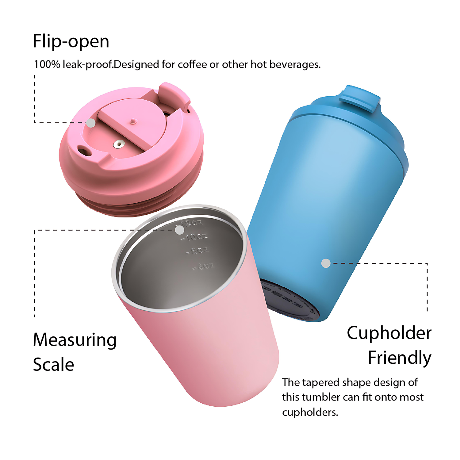 12oz Portable Flip Cover Stainless Steel Insulated Tumbler 7