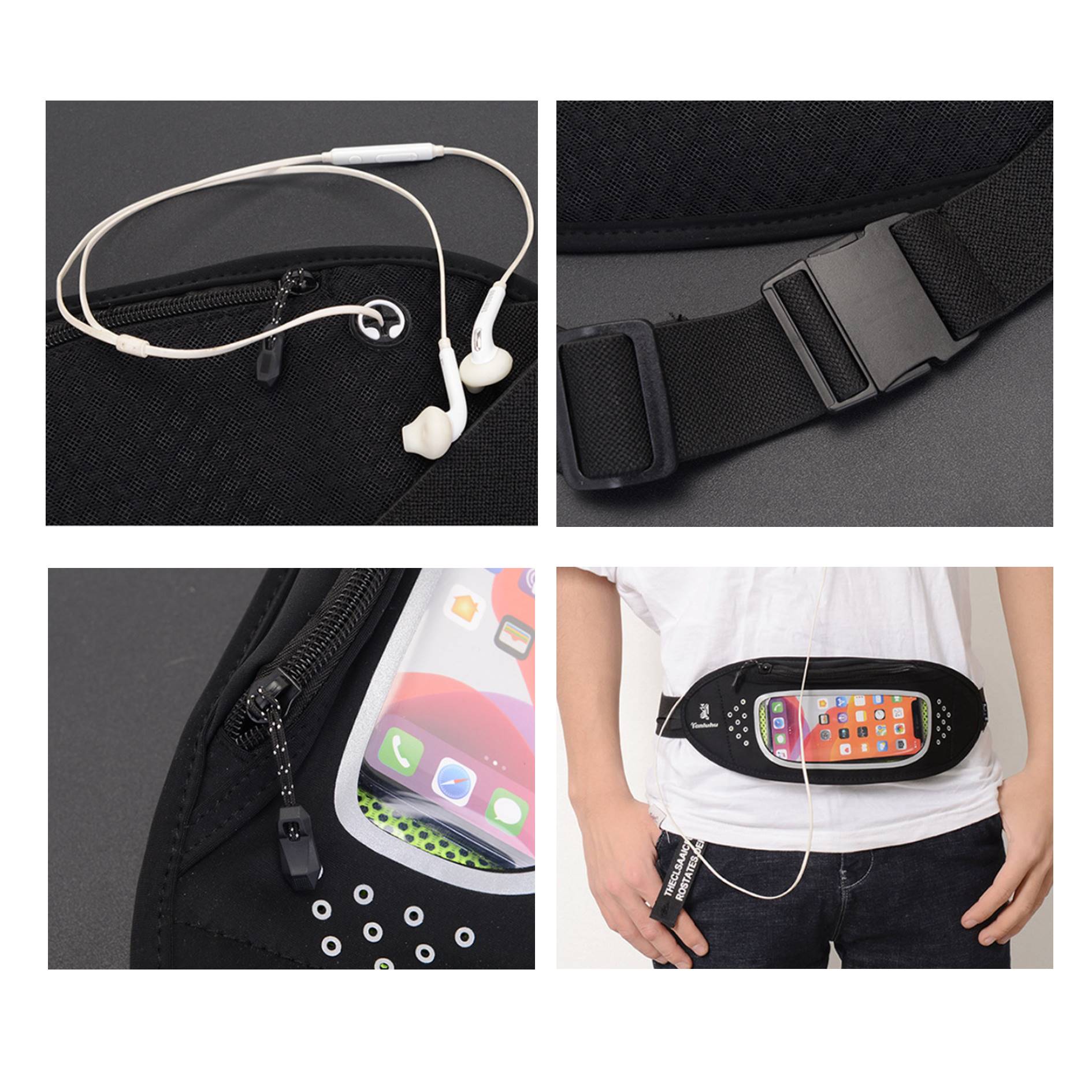 Phone Touch Screen Night Running Reflective Fanny Pack 4