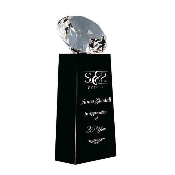 7.75 Inch Crystal Diamond on Black Crystal Pedestal 1