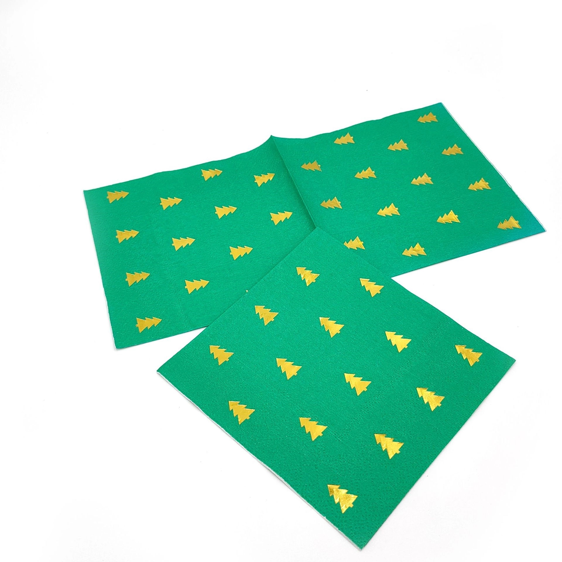 Custom Gold Foil Christmas Tree Paper Dinner Napkins 6