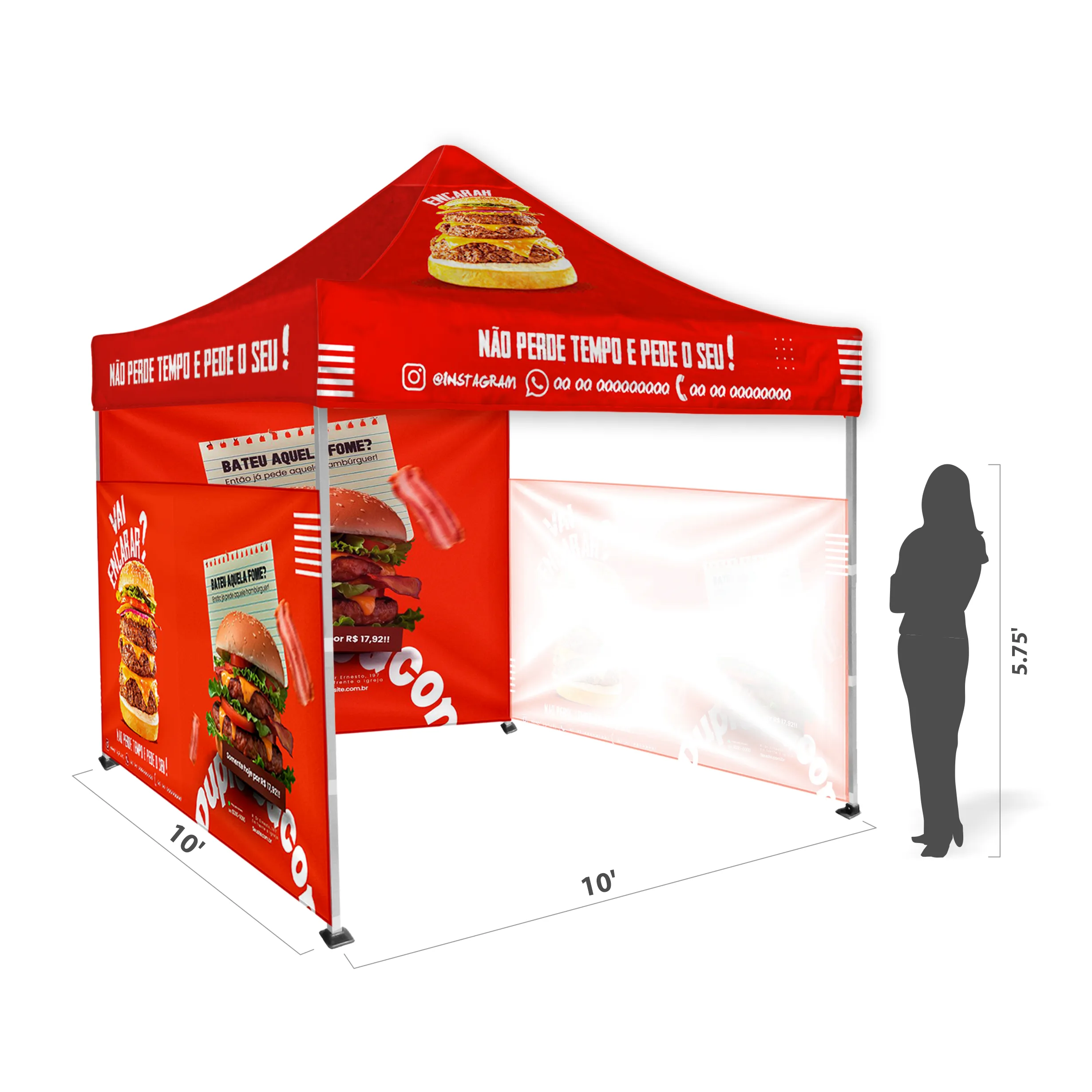 10'x10' Tent Canopy w frame and two half and one full wall 11