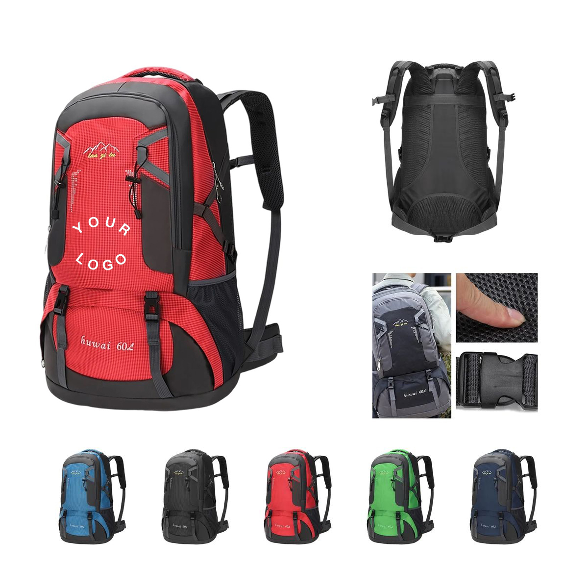 60L Waterproof Nylon Hiking Backpack 7