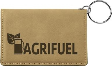 Light Brown Leatherette ID Holder with Keychain 1