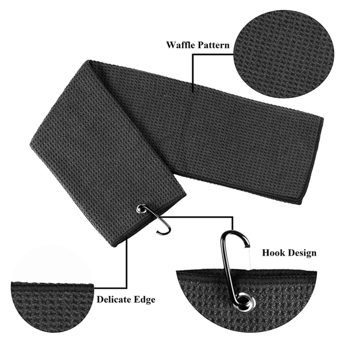 Microfiber Tri-Fold Golf Towel With Brush Tool Kit 3