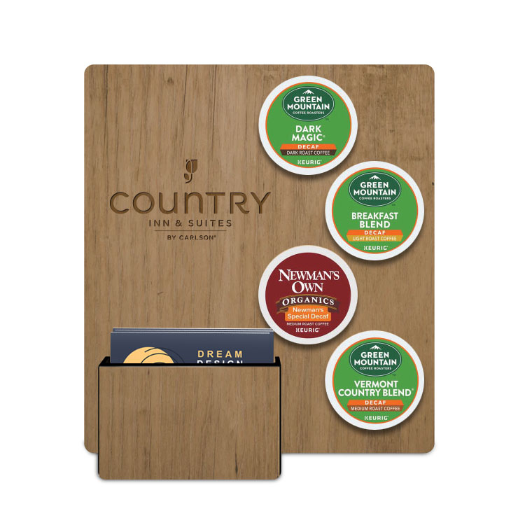 Coffee Caddy Natural Wood With Business Card Pocket