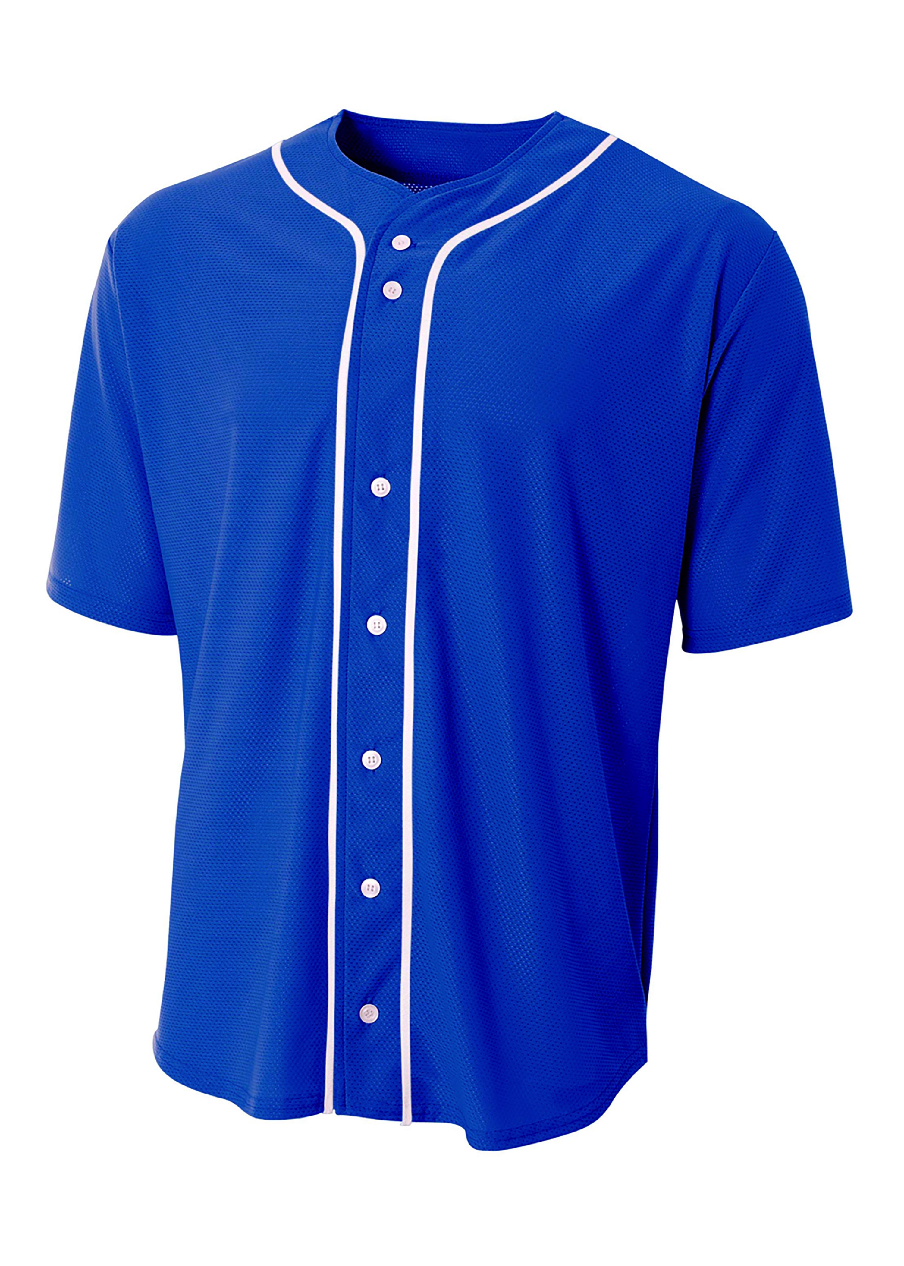 A4 Short Sleeve Full Button Baseball Jersey 13