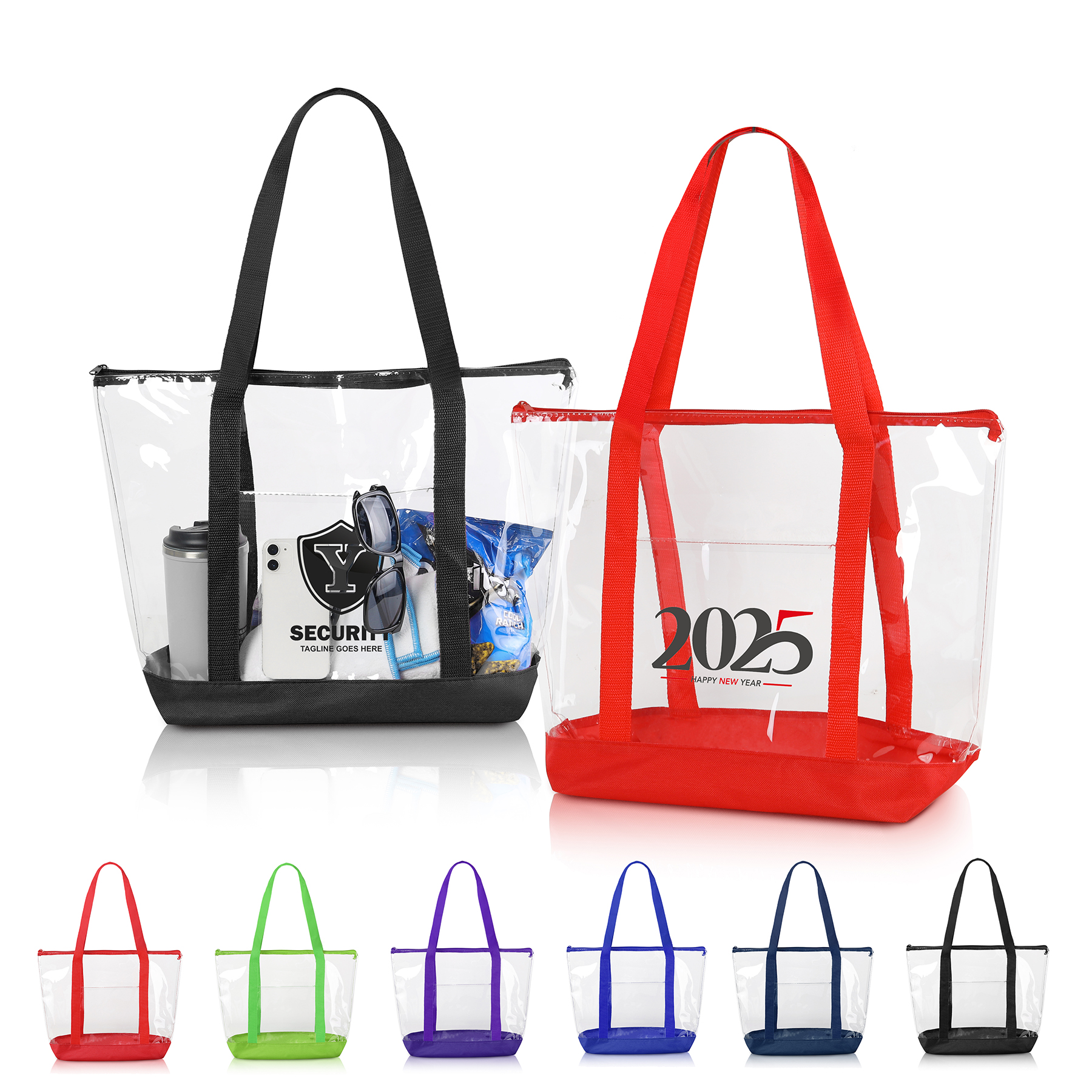 Large Clear Zippered Beach Tote Bag 7