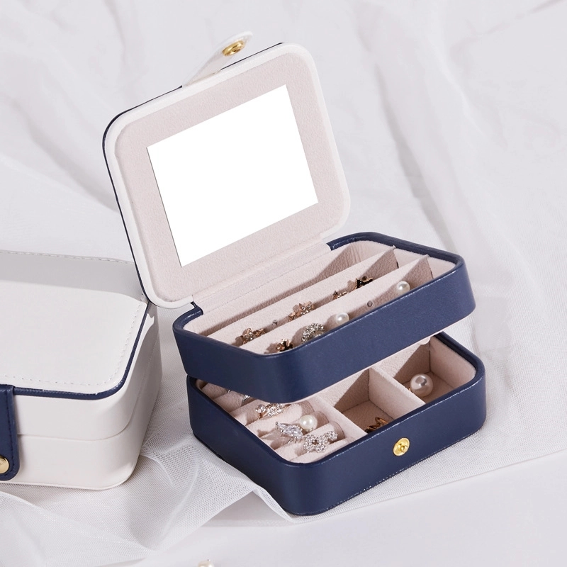 Custom Travel Multi-Layer Jewelry Organizer Box with Mirror 5