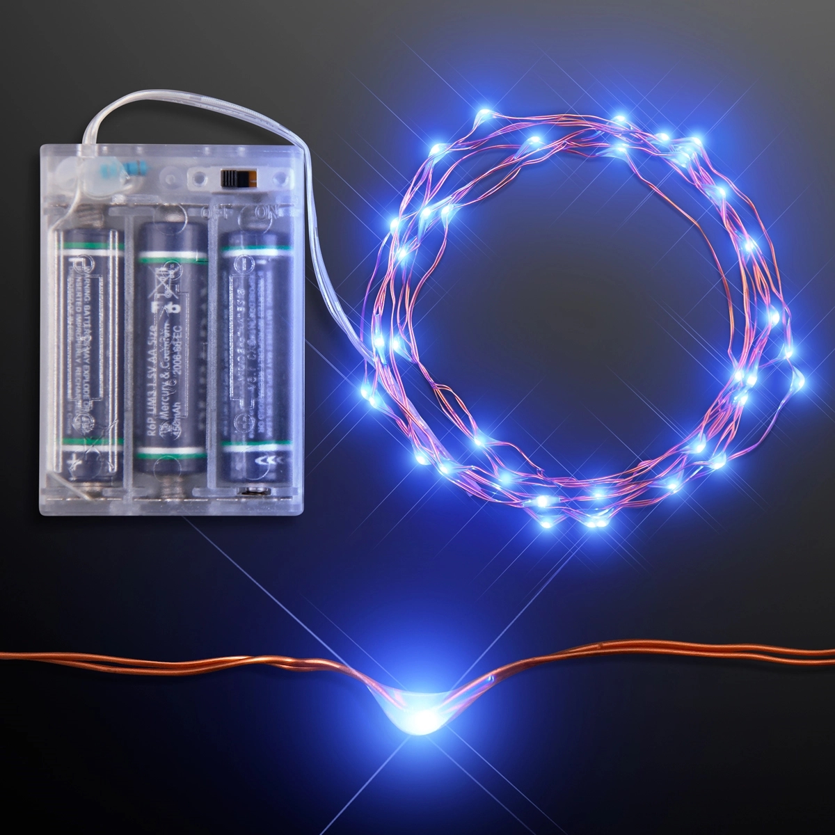 76" Blue LED String Lights, Battery Operated 1