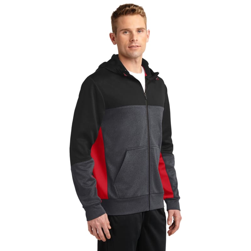 Sport-Tek Tech Fleece Colorblock Full-Zip Hooded Jacket. 13