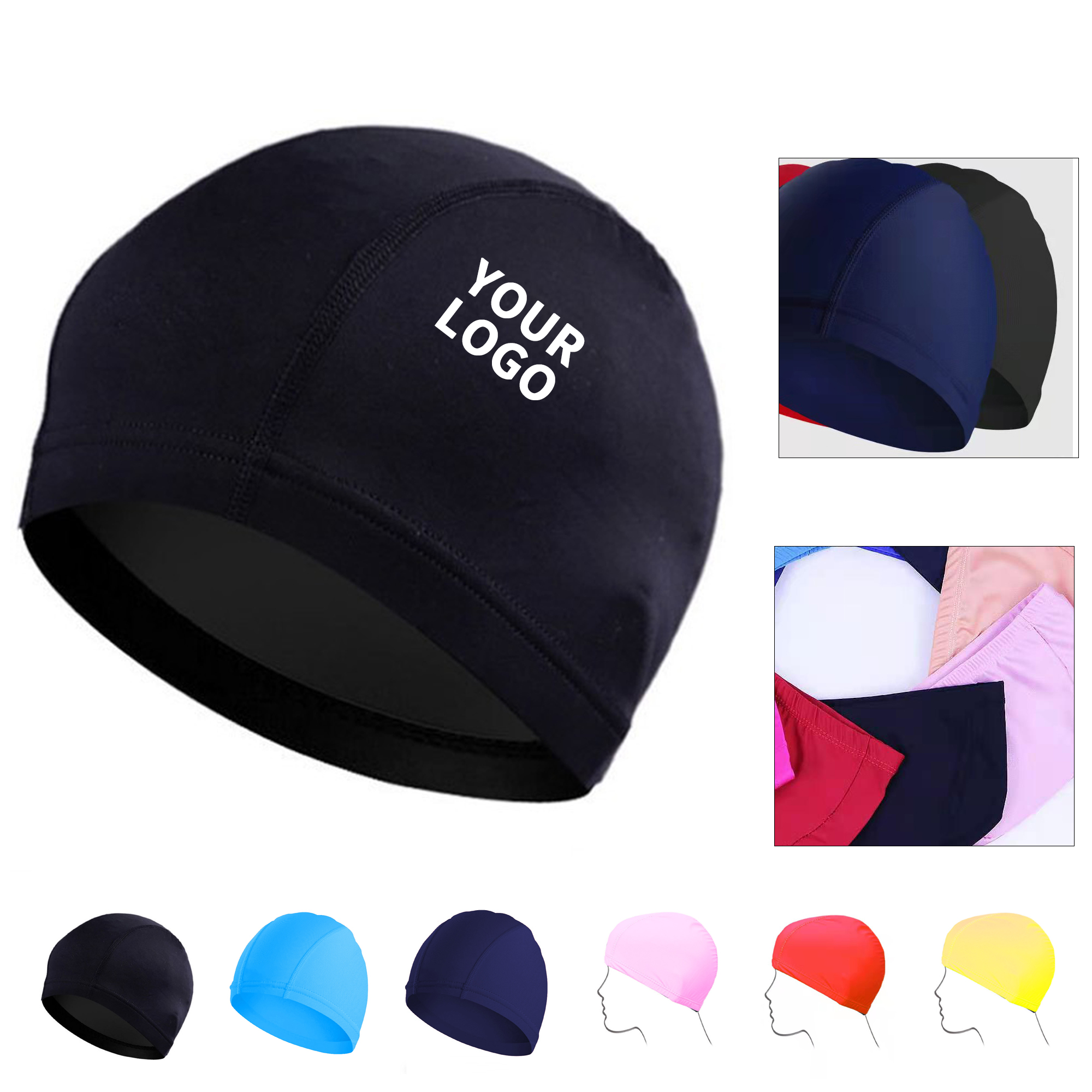 Polyester Swim Cap Elastic Design 8" X 5.5" 4