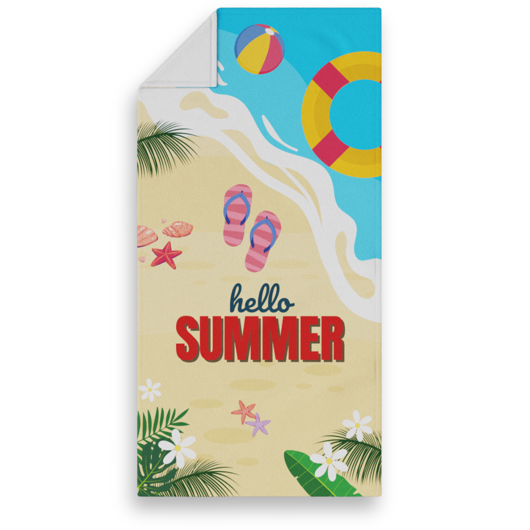 Beach 30" x 60" Dye Sublimated Towel Polyester Velour Front/Cotton Loops Back